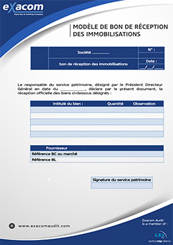 Modèle de bon de réception des immobilisations