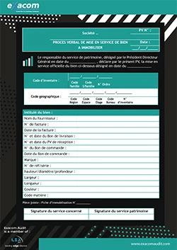 Modèle de procès verbal (PV) de mise en service d’une immobilisation